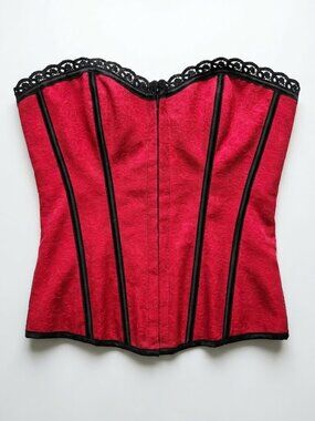 ✨️ Strapless Red Corset with Black Trim